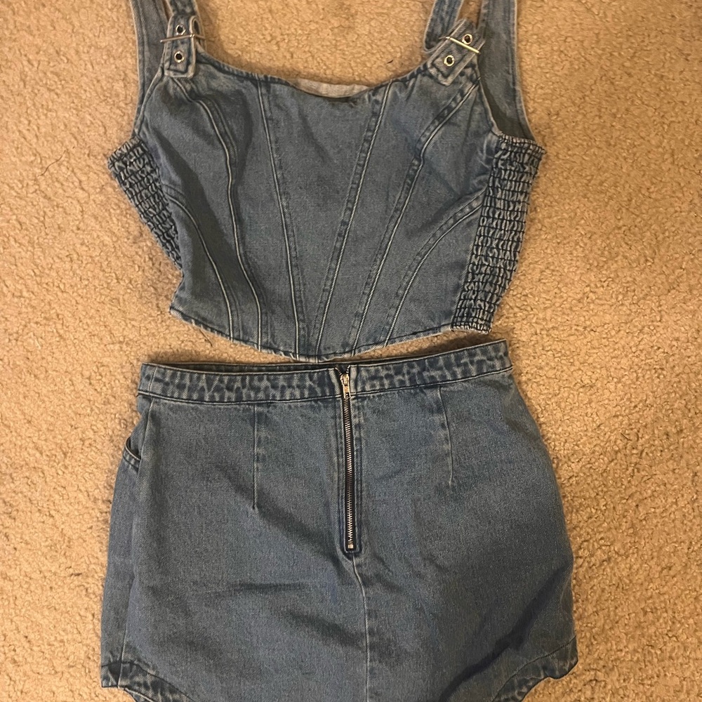 Denim Corset Top and Skirt